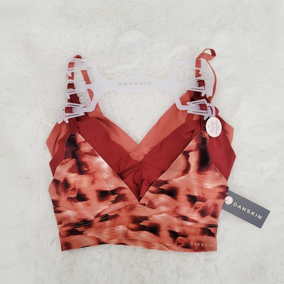 🤎DANSKIN 3-PACK BRAS INVISIBLE SUPPORT, REMOVABLE PADS SIZE S - Picture 1 of 7